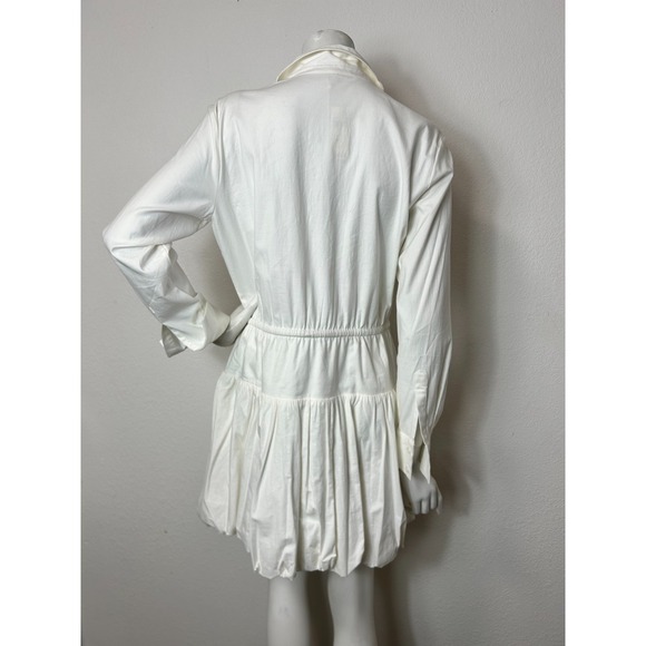 Reformation Moira Mini Dress Size 10 Large White Cotton Button Bubble Hem NWT - Picture 5 of 11
